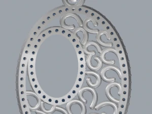 pave diamond sterling silver oval filigree geometrical pendant jewellery 3D Print Model