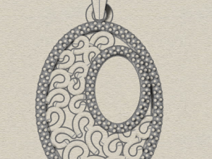 pave diamond sterling silver oval filigree geometrical pendant jewellery Model do druku 3D