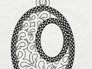 pave diamond sterling silver oval filigree geometrical pendant jewellery 3D Print Model