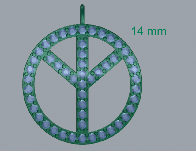 925 sterling silver pave diamond peace pendant Modèles 3D en vedette .c4d .max .obj .3ds .fbx .stl .blend 