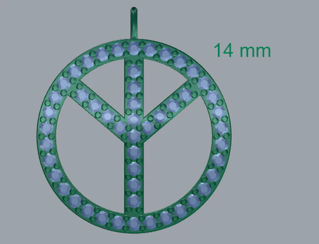 925 sterling silver pave diamond peace pendant 3D Print Model .c4d .max .obj .3ds .fbx .stl .blend
