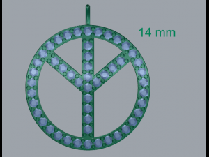 925 sterling silver pave diamond peace pendant 3D 打印模型