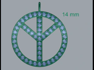 Wisiorek pokoju ze srebra próby 925 z diamentem Pave Model do druku 3D