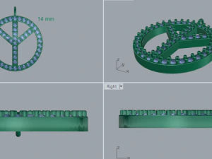 925 sterling silver pave diamond peace pendant 3D Print Model