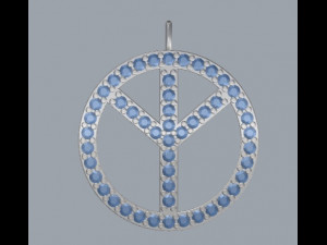 925 sterling silver pave diamond peace pendant Modèles 3D en vedette