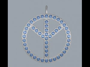 925 sterling silver pave diamond peace pendant 3D Print Model