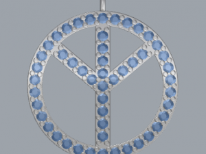925 sterling silver pave diamond peace pendant Modèles 3D en vedette