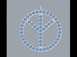925 sterling silver pave diamond peace pendant Modèles 3D en vedette