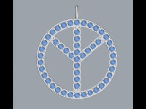 925 sterling silver pave diamond peace pendant 3D Print Model