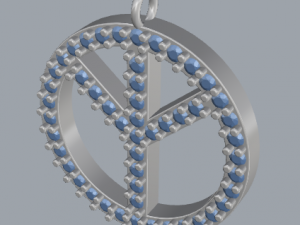 925 sterling silver pave diamond peace pendant Modèles 3D en vedette