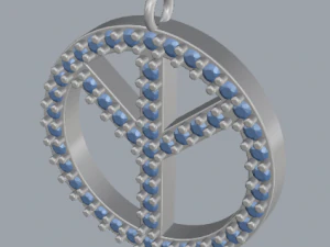 925 sterling silver pave diamond peace pendant 3D Print Model