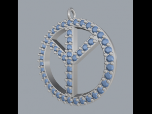 925 sterling silver pave diamond peace pendant Modèles 3D en vedette