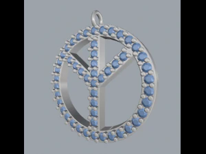 925 sterling silver pave diamond peace pendant 3D Print Model