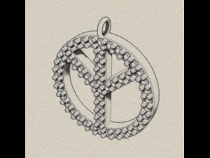 925 sterling silver pave diamond peace pendant Modèles 3D en vedette