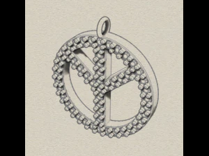 925 sterling silver pave diamond peace pendant 3D Print Model