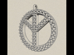 925 sterling silver pave diamond peace pendant Modèles 3D en vedette
