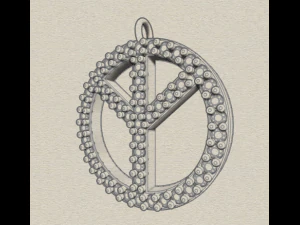925 sterling silver pave diamond peace pendant 3D Print Model