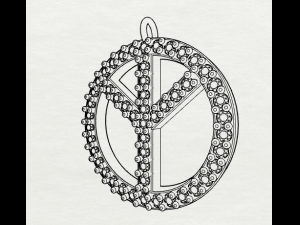 925 sterling silver pave diamond peace pendant Modèles 3D en vedette