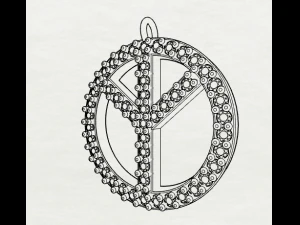 925 sterling silver pave diamond peace pendant 3D Print Model