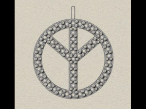 925 sterling silver pave diamond peace pendant 3D Print Model