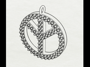 925 sterling silver pave diamond peace pendant Modèles 3D en vedette