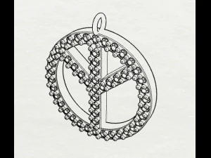 925 sterling silver pave diamond peace pendant 3D Print Model