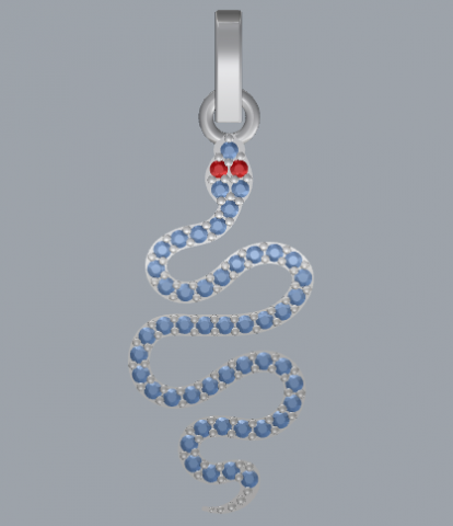 pave diamond sterling silver snake pendant jewelry 3D Print Model .c4d .max .obj .3ds .fbx .stl .blend 