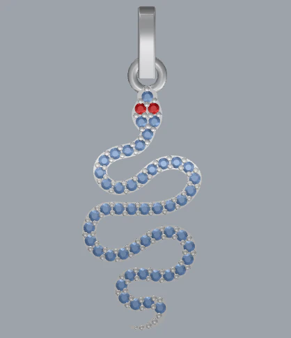 pave diamond sterling silver snake pendant jewelry 3D Print Model .c4d .max .obj .3ds .fbx .stl .blend 