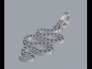 pave diamond sterling silver snake pendant jewelry 3D Print Model