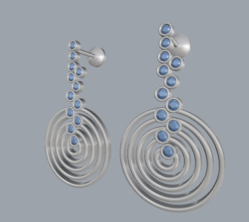 5 circle sterling silver diamond earrings 3D-Druckmodell .c4d .max .obj .3ds .fbx .stl .blend 