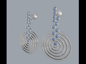 5 circle sterling silver diamond earrings 3D Print Model