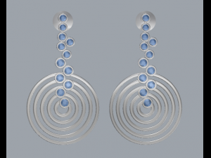 5 circle sterling silver diamond earrings 3D-Druckmodell