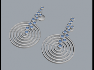 5 circle sterling silver diamond earrings 3D-Druckmodell