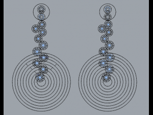 5 circle sterling silver diamond earrings 3D-Druckmodell