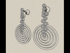 5 circle sterling silver diamond earrings 3D-Druckmodell