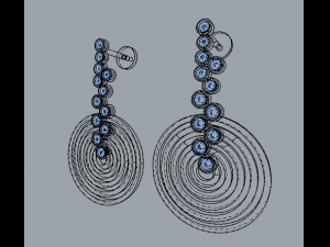 5 circle sterling silver diamond earrings 3D-Druckmodell