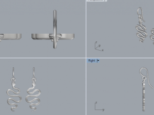 sterling silver snake dangle earrings 3D प्रिंट मॉडल