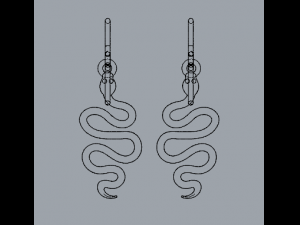 sterling silver snake dangle earrings 3D प्रिंट मॉडल