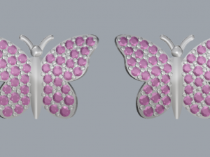 sterling silver diamond butterfly stud earrings 3D प्रिंट मॉडल