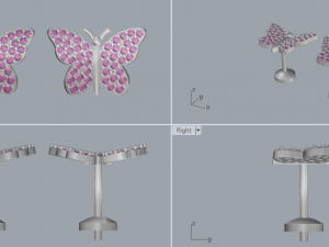 sterling silver diamond butterfly stud earrings 3D प्रिंट मॉडल