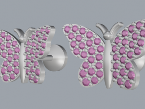 sterling silver diamond butterfly stud earrings 3D प्रिंट मॉडल