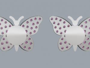 sterling silver diamond butterfly stud earrings 3D प्रिंट मॉडल