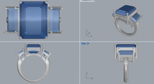 sterling silver 3 stone ring jewelry 3D Print Model .c4d .max .obj .3ds .fbx .stl .blend 