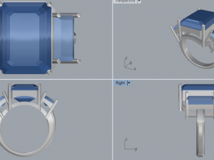 sterling silver 3 stone ring jewelry 3D 打印模型