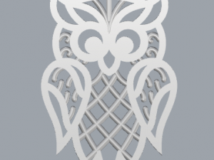 925 sterling silver designer filigree owl pendant Modèles 3D en vedette