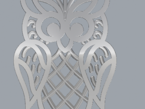 925 sterling silver designer filigree owl pendant Modèles 3D en vedette