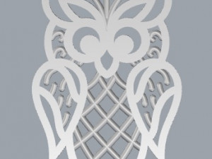 925 sterling silver designer filigree owl pendant Modèles 3D en vedette