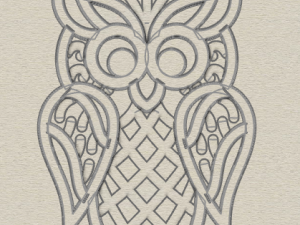 925 sterling silver designer filigree owl pendant Modèles 3D en vedette