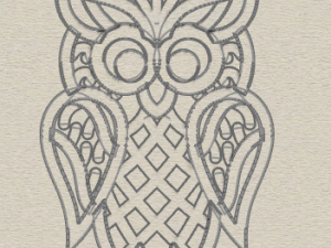 925 sterling silver designer filigree owl pendant Modèles 3D en vedette