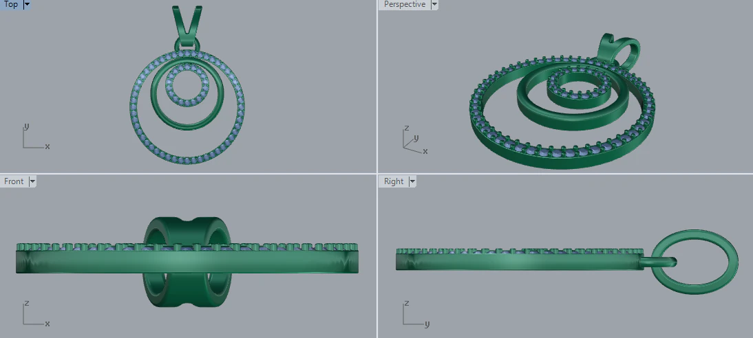 Серебряный круглый геометрический кулон с паве и бриллиантами 3D Принт Модель .c4d .max .obj .3ds .fbx .stl .blend 